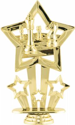 6" Star Themed Chess Board Gold Trophy Figure