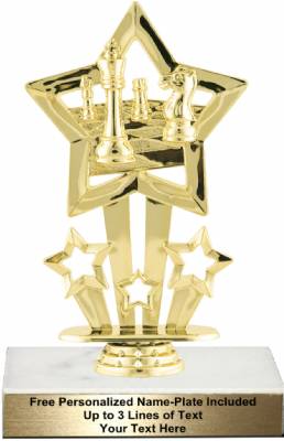 6 3/4" Star Themed Chess Board Gold Trophy Kit