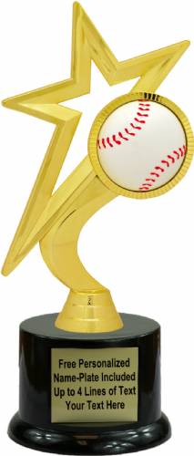 8 1/2" Gold Star Baseball Trophy Kit with Pedestal Base