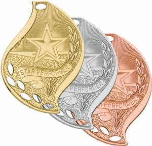 2 1/4" Star Performer Flame Series Medal