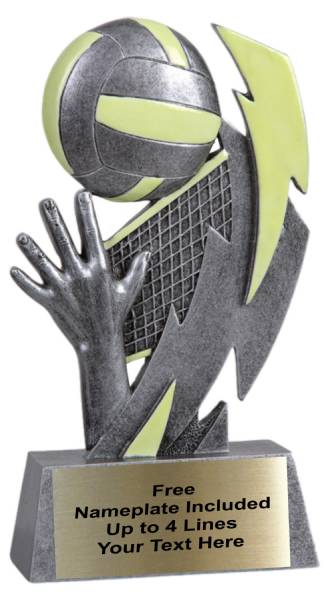 6" Volleyball Glow in the Dark Resin Trophy