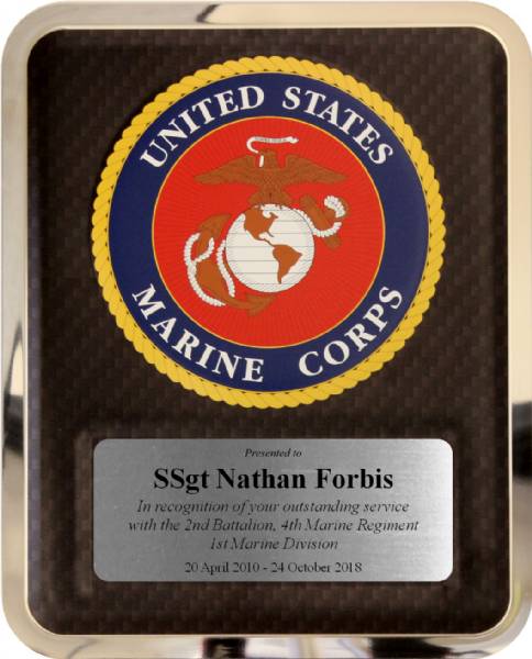 10 1/2" x 13" US Marine Corps Licensed Plaque with Custom Nameplate