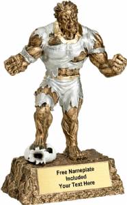 6 3/4" Monster Hand Painted Resin Soccer Trophy