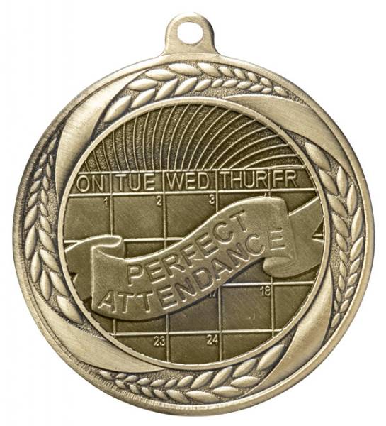 2 1/4" Perfect Attendance Laurel Wreath Award Medal