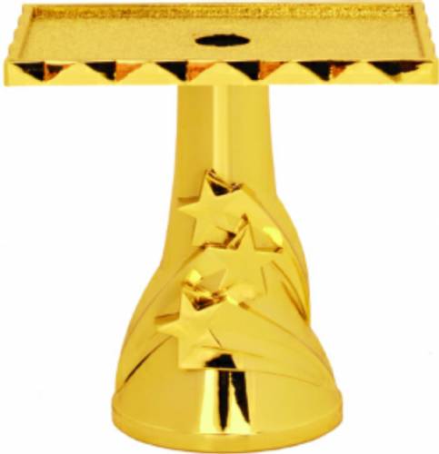 3" Gold 3D Star Rectangle Pedestal Trophy Riser