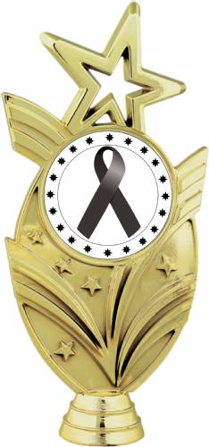 Gold 6 3/4" Black Ribbon Awareness Trophy Figure