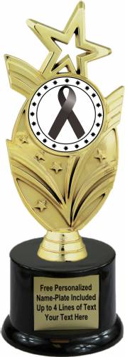 8 3/4" Black Ribbon Awareness Trophy Kit with Pedestal Base