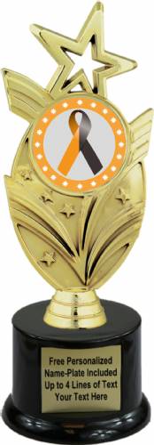 8 3/4" Black Orange Ribbon Awareness Trophy Kit with Pedestal Base