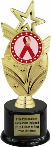 8 3/4" Burgundy Ribbon Awareness Trophy Kit with Pedestal Base