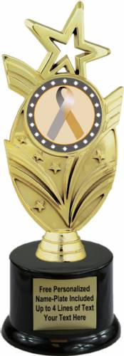 8 3/4" Gold Silver Ribbon Awareness Trophy Kit with Pedestal Base