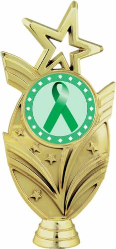 Gold 6 3/4" Green Ribbon Awareness Trophy Figure