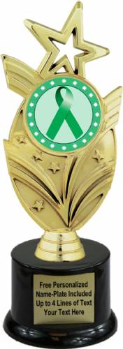 8 3/4" Green Ribbon Awareness Trophy Kit with Pedestal Base