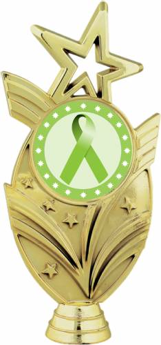Gold 6 3/4" Lime Green Ribbon Awareness Trophy Figure