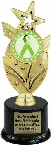 8 3/4" Lime Green Ribbon Awareness Trophy Kit with Pedestal Base