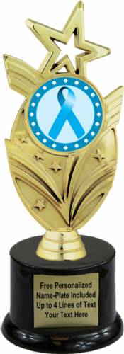 8 3/4" Light Blue Ribbon Awareness Trophy Kit with Pedestal Base
