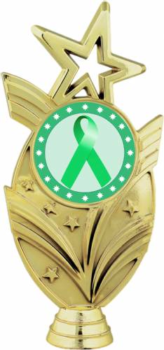 Gold 6 3/4" Light Green Ribbon Awareness Trophy Figure