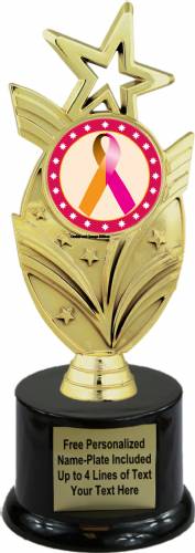 8 3/4" Orchid Orange Ribbon Awareness Trophy Kit with Pedestal Base