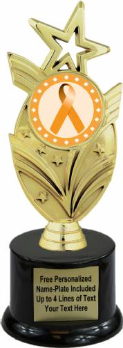 8 3/4" Orange Ribbon Awareness Trophy Kit with Pedestal Base