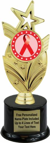 8 3/4" Red Ribbon Awareness Trophy Kit with Pedestal Base