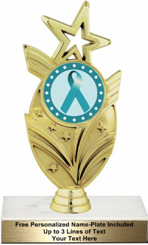 7 1/2" Teal Ribbon Awareness Trophy Kit