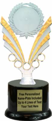 8 1/2" Clear / Gold 2" Insert Holder Trophy Kit with Pedestal Base