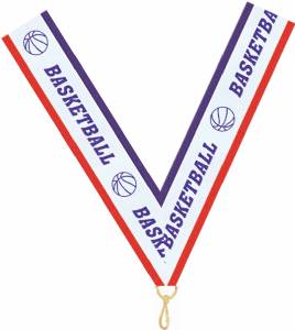 1 1/2" x 32" Basketball Neck Ribbon with Snap Clip