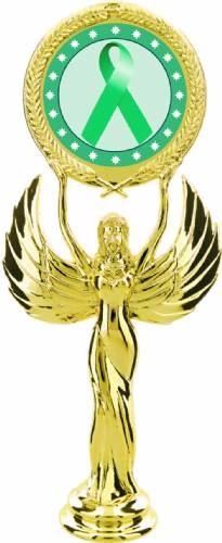 Gold 7 1/2" Light Green Ribbon Awareness Trophy Figure