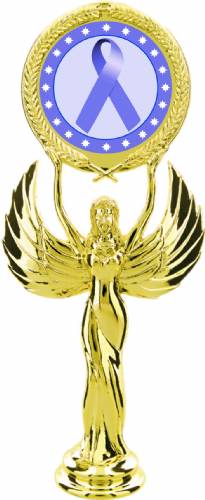 Gold 7 1/2" Periwinkle Ribbon Awareness Trophy Figure