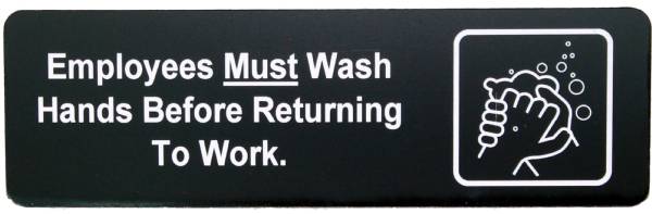 Employees Must Wash Hands Sign Black 2 3/4" x 8 11/16"