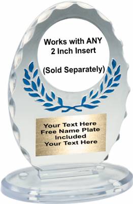 Clear / Blue 5 1/4" Standing Oval Trophy