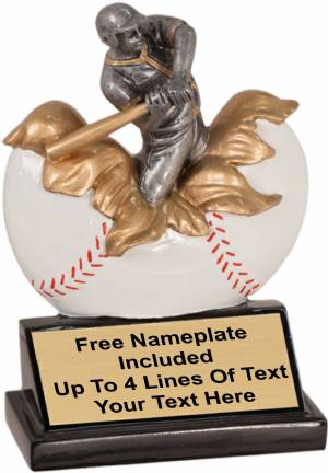 5 1/4" Male Baseball Explosion Trophy Hand Painted Resin
