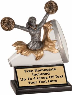 5 1/4" Female Cheerleading Explosion Trophy Hand Painted Resin