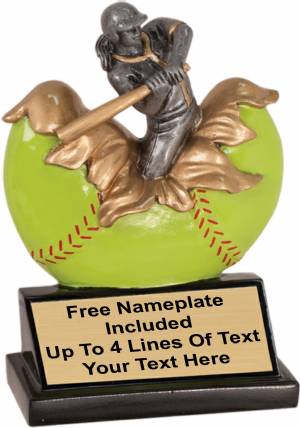 5 1/4" Female Softball Explosion Trophy Hand Painted Resin