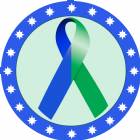 2" Blue Green Awareness Ribbon Trophy Insert