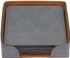 4" Gray Square Leatherette 6-Coaster Set