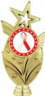 Gold 6 3/4" Red White Ribbon Awareness Trophy Figure