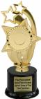 8 1/2" Gold Over Stars 2" Insert Holder Trophy Kit with Pedestal Base