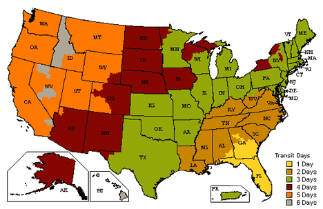 Trophykits UPS shipping map