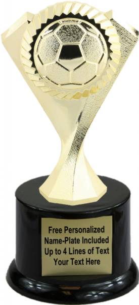 7" Gold Soccer Diamond Victory Trophy Kit with Pedestal Base