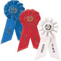 Rosette Ribbons: 3 x 6-1/2 inch White Rosette Ribbon- Optional 2 inch