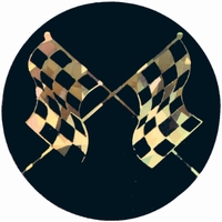 2" Black Holographic Racing Flags Mylar Trophy Insert