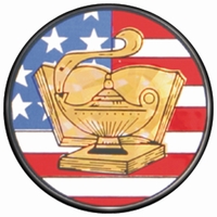 2" US Flag Lamp of Knowledge Holographic Mylar Trophy Insert