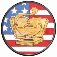 2" US Flag Lamp of Knowledge Holographic Mylar Trophy Insert