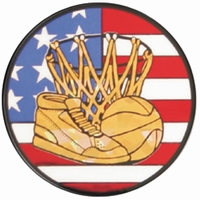 2" US Flag Basketball Holographic Mylar Trophy Insert