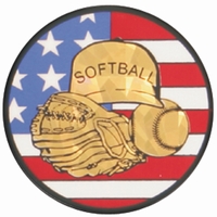 2" US Flag Softball Holographic Mylar Trophy Insert