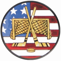 2" US Flag Hockey Holographic Mylar Trophy Insert