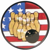 2" US Flag Bowling Holographic Mylar Trophy Insert