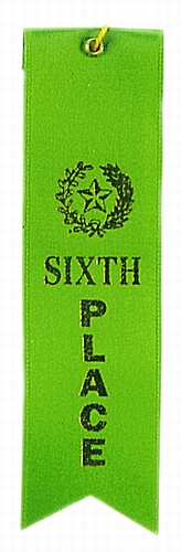 6th Place Green Award Ribbon with Card #1
