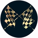 2" Black Holographic Racing Flags Mylar Trophy Insert