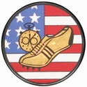 2" US Flag Track Holographic Mylar Trophy Insert